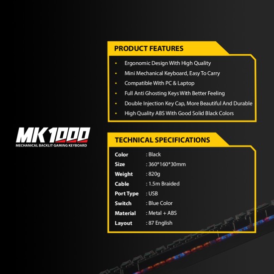 Ant Esports Mk1000 TKL Mechanical keyboard